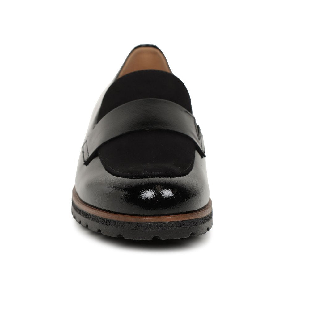 Gabor Elder Women's Loafers | Black Suede/ Patent | 72.042.37
