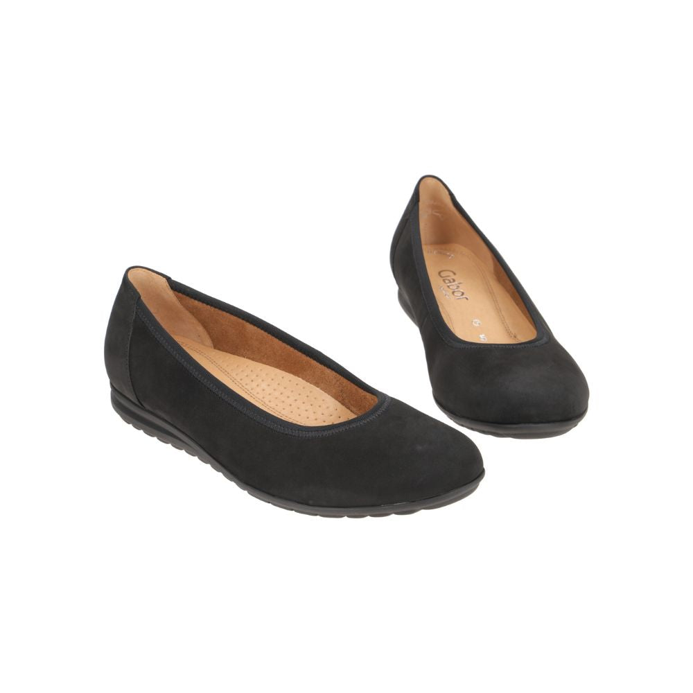 Gabor Comfort Ballerina Nubuck | Black Suede | 72.620.47