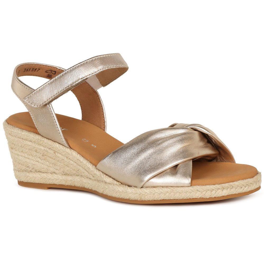 Gabor Moon Women's Wedge Heel Sandals Gold Metallic
