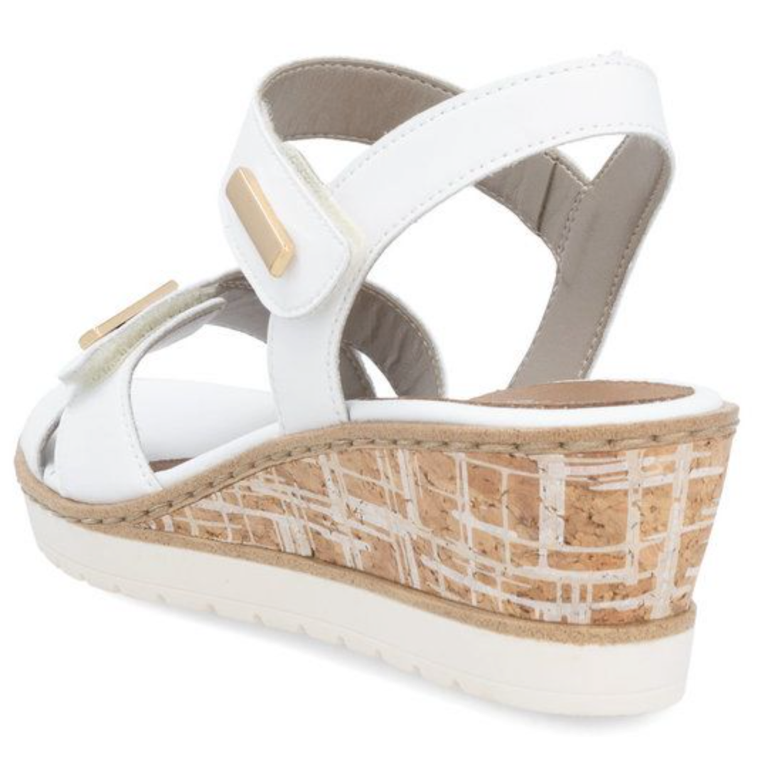 Remonte Women's Leather Wedge Sandal - White | R6266-80