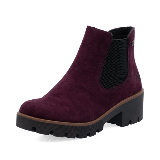 Rieker Women's Elasticated Boots | Burgundy Suede | 79265-30