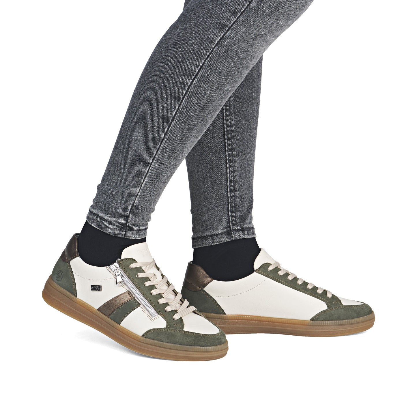 Remonte Women's Zip Trainers | Green/ Multi| D2C04-60