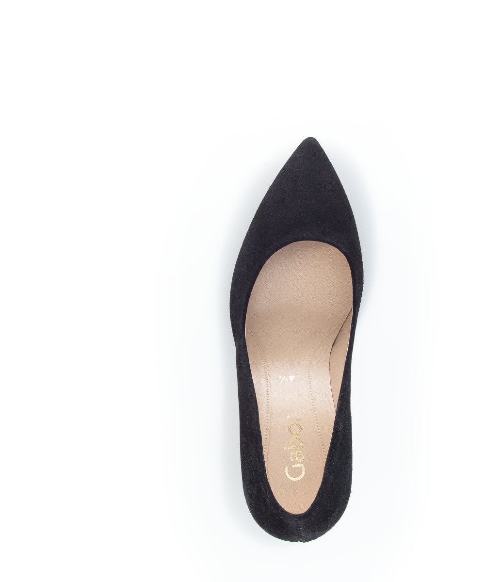 Gabor Dane 21.380.17 Ladies Court Shoes suede, leather, black, luxurious, comfort Colours Ltd, Colours, Colours Farnham, Colours Shoes