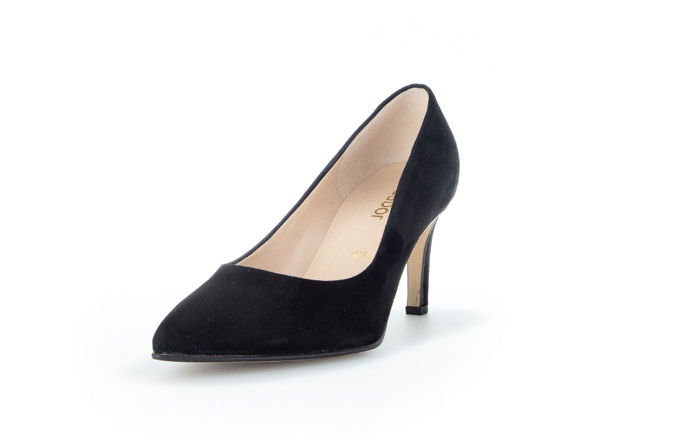 Gabor Dane 21.380.17 Ladies Court Shoes suede, leather, black, luxurious, comfort Colours Ltd, Colours, Colours Farnham, Colours Shoes