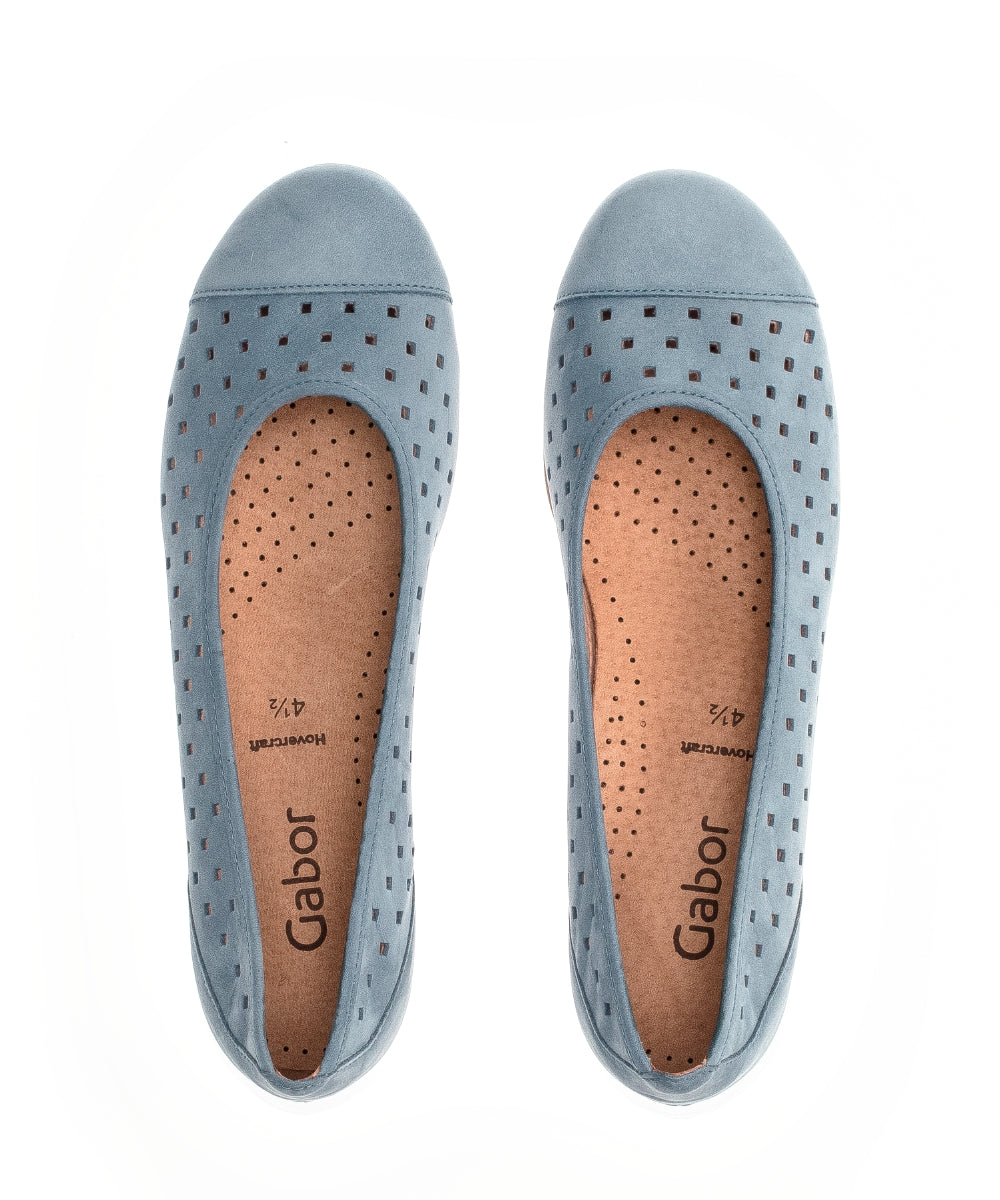 Gabor Ruffle 24.169 Ladies Ballet Pumps leather, metallic Colours Ltd, Colours, Colours Farnham, Colours Shoes