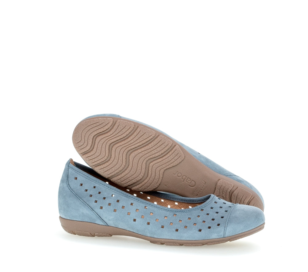 Gabor Ruffle 24.169 Ladies Ballet Pumps leather, metallic Colours Ltd, Colours, Colours Farnham, Colours Shoes