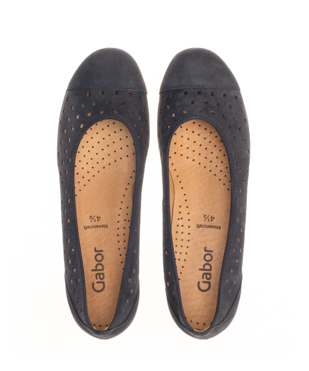 Gabor Ruffle 24.169 Ladies Ballet Pumps leather, metallic Colours Ltd, Colours, Colours Farnham, Colours Shoes