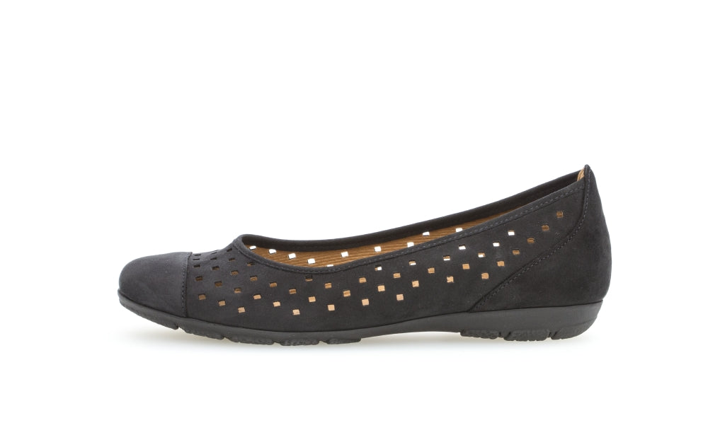 Gabor Ruffle 24.169 Ladies Ballet Pumps leather, metallic Colours Ltd, Colours, Colours Farnham, Colours Shoes