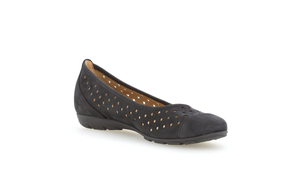 Gabor Ruffle 24.169 Ladies Ballet Pumps leather, metallic Colours Ltd, Colours, Colours Farnham, Colours Shoes