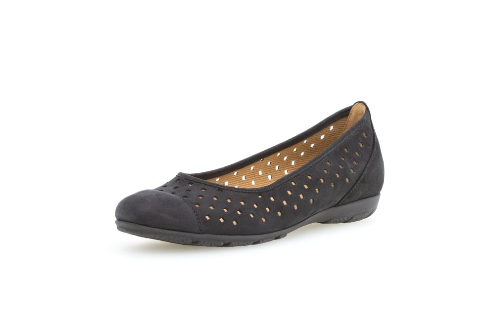 Gabor Ruffle 24.169 Ladies Ballet Pumps leather, metallic Colours Ltd, Colours, Colours Farnham, Colours Shoes