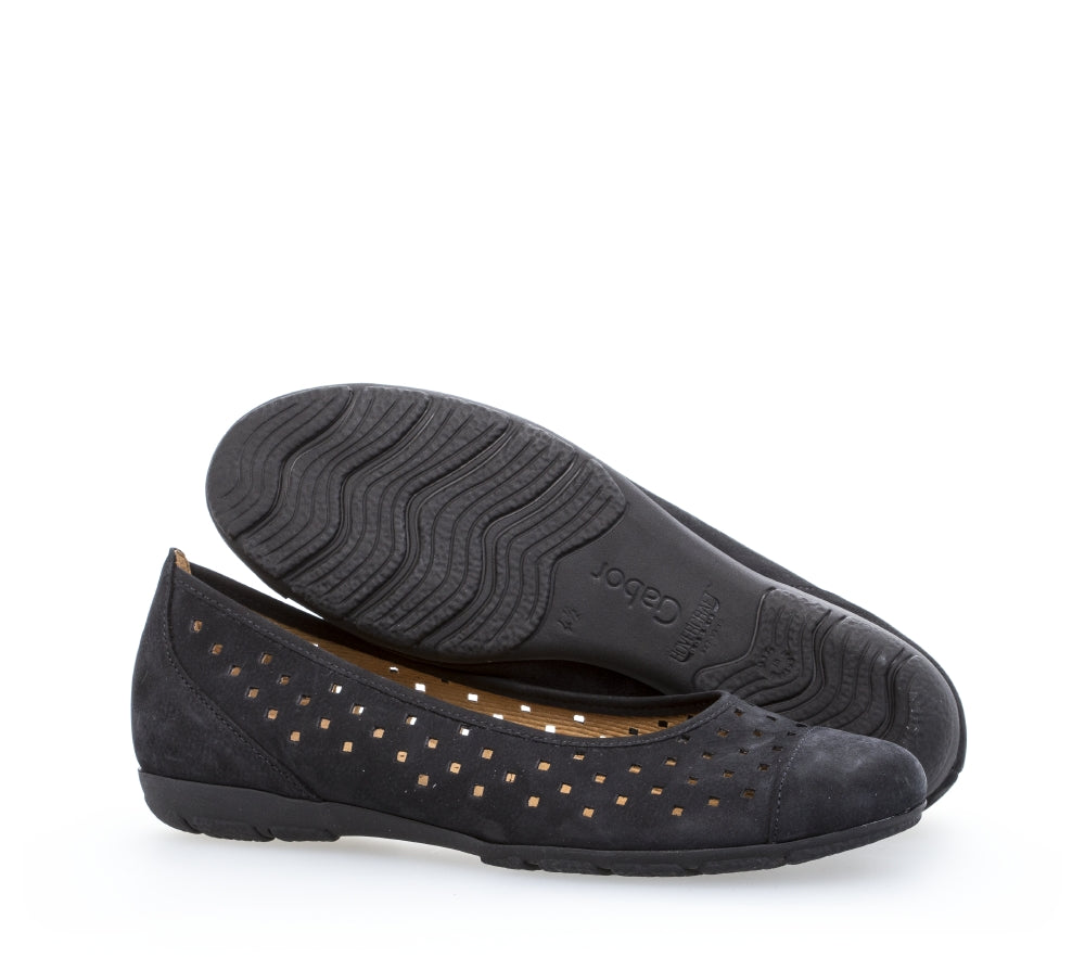Gabor Ruffle 24.169 Ladies Ballet Pumps leather, metallic Colours Ltd, Colours, Colours Farnham, Colours Shoes