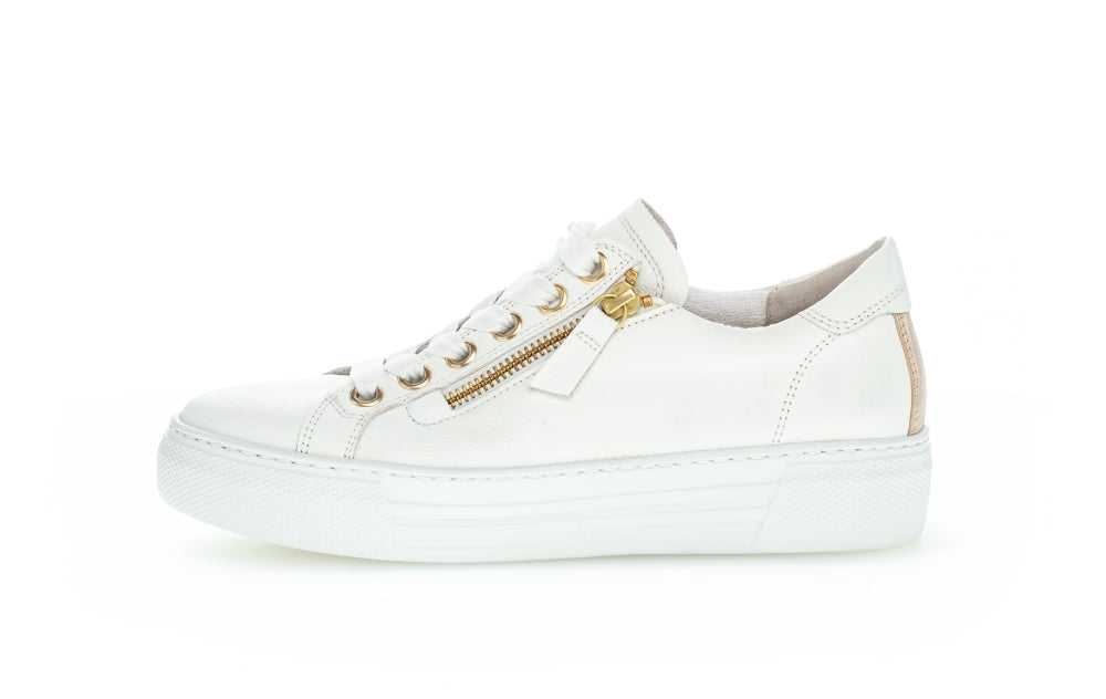 Gabor Campus 26.465.51 Ladies Fashion Trainers leather, side zip, double zip, gold Colours Ltd, Colours, Colours Farnham, Colours Shoes