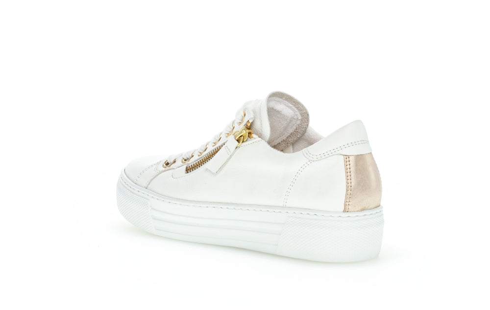 Gabor Campus 26.465.51 Ladies Fashion Trainers leather, side zip, double zip, gold Colours Ltd, Colours, Colours Farnham, Colours Shoes