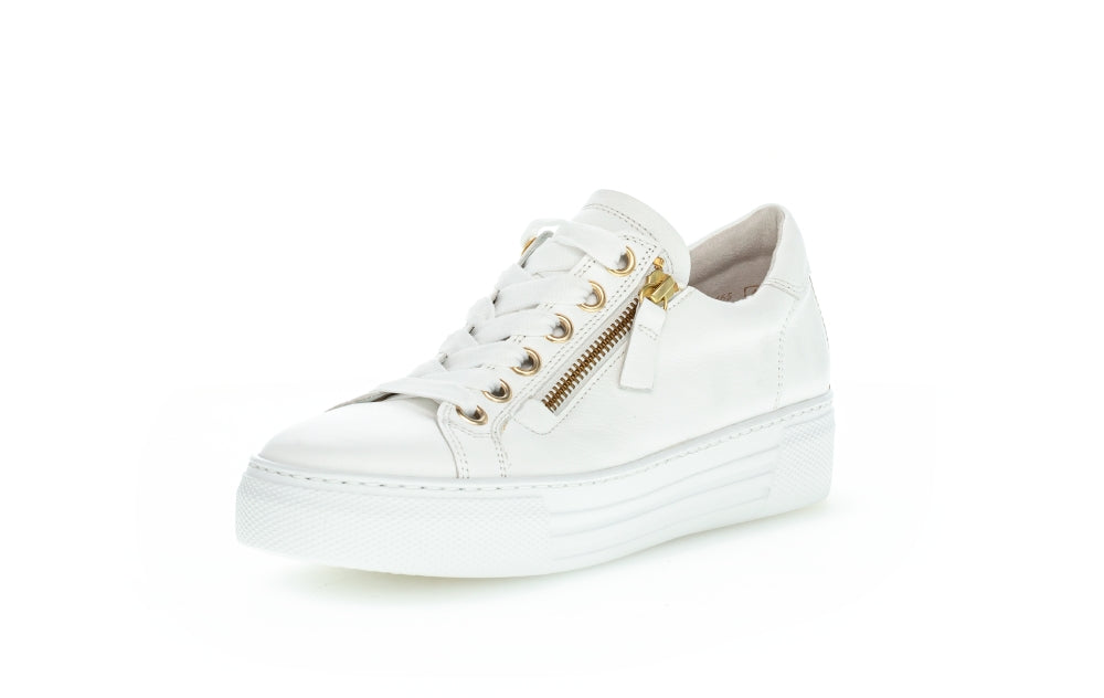 Gabor Campus 26.465.51 Ladies Fashion Trainers leather, side zip, double zip, gold Colours Ltd, Colours, Colours Farnham, Colours Shoes