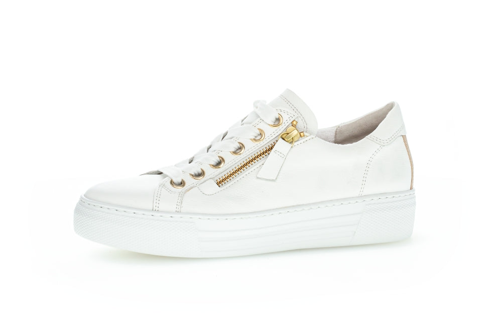 Gabor Campus 26.465.51 Ladies Fashion Trainers leather, side zip, double zip, gold Colours Ltd, Colours, Colours Farnham, Colours Shoes