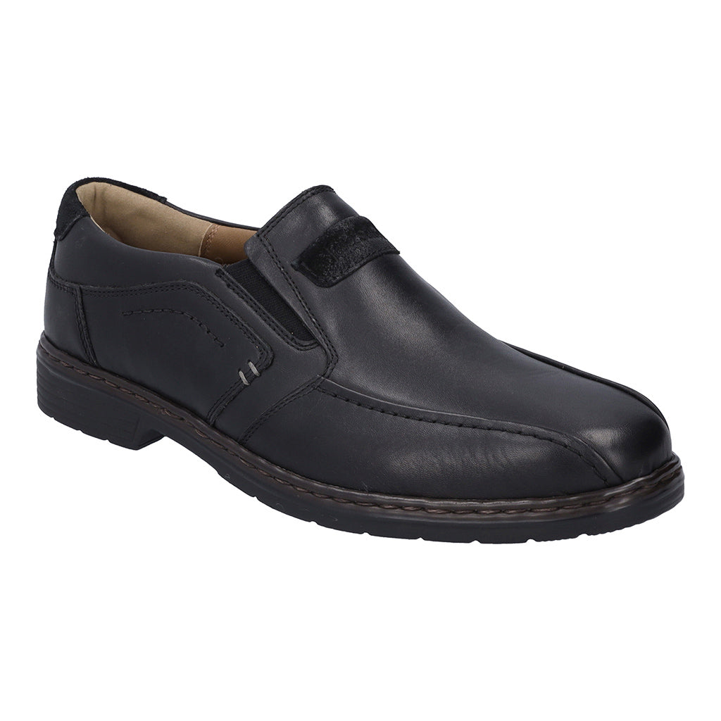 Josef Seibel Alastair 03 Mens Shoes black leather slip-on shoe, padded ankle collar Colours Ltd, Colours, Colours Farnham, Colours Shoes