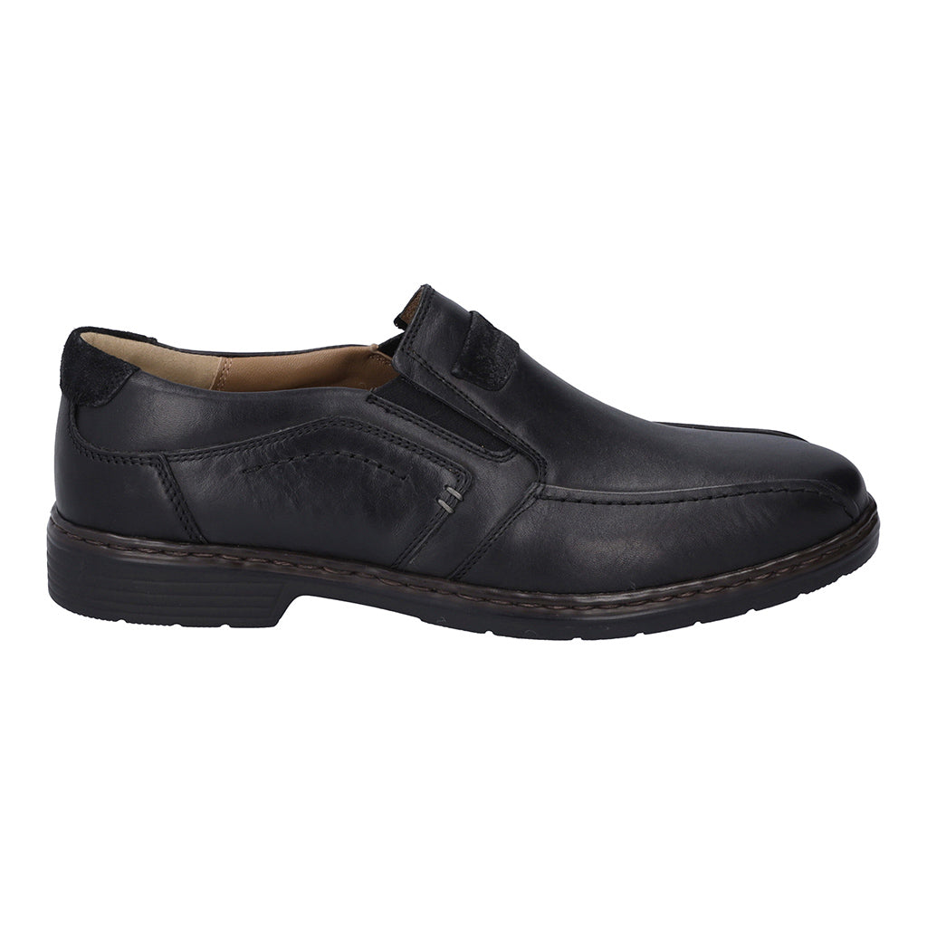Josef Seibel Alastair 03 Mens Shoes black leather slip-on shoe, padded ankle collar Colours Ltd, Colours, Colours Farnham, Colours Shoes