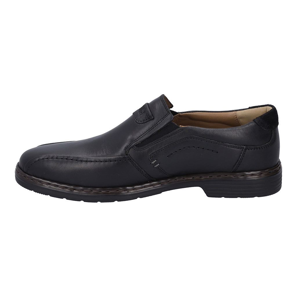 Josef Seibel Alastair 03 Mens Shoes black leather slip-on shoe, padded ankle collar Colours Ltd, Colours, Colours Farnham, Colours Shoes
