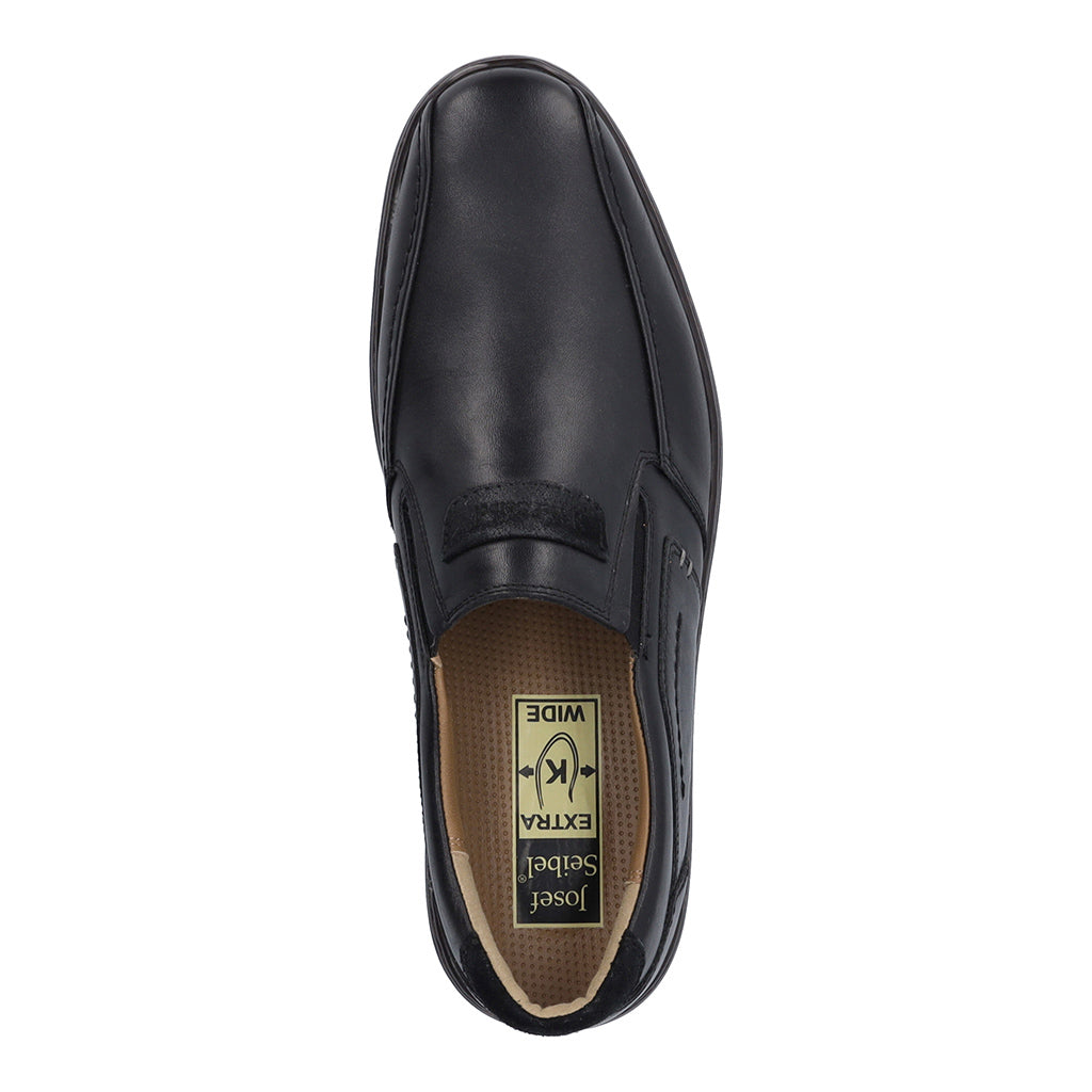 Josef Seibel Alastair 03 Mens Shoes black leather slip-on shoe, padded ankle collar Colours Ltd, Colours, Colours Farnham, Colours Shoes