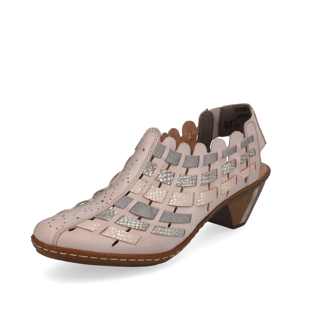Rieker 46778-64 Ladies Shoes Slingback Shoes, ontrasting brown outsoles and tapered heels Colours Ltd, Colours, Colours Farnham, Colours Shoes