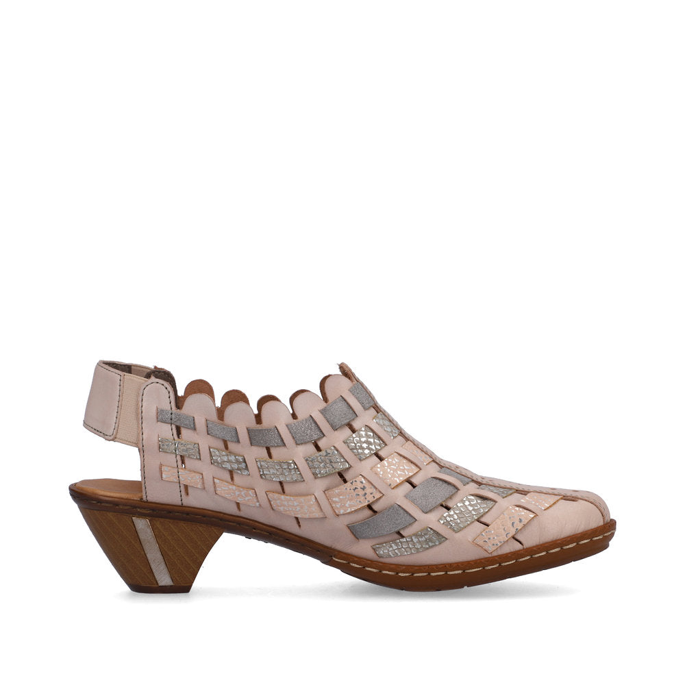 Rieker 46778-64 Ladies Shoes Slingback Shoes, ontrasting brown outsoles and tapered heels Colours Ltd, Colours, Colours Farnham, Colours Shoes