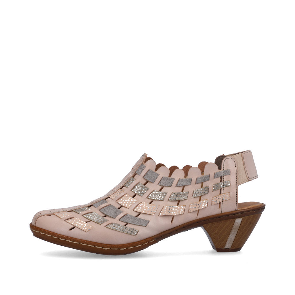 Rieker 46778-64 Ladies Shoes Slingback Shoes, ontrasting brown outsoles and tapered heels Colours Ltd, Colours, Colours Farnham, Colours Shoes