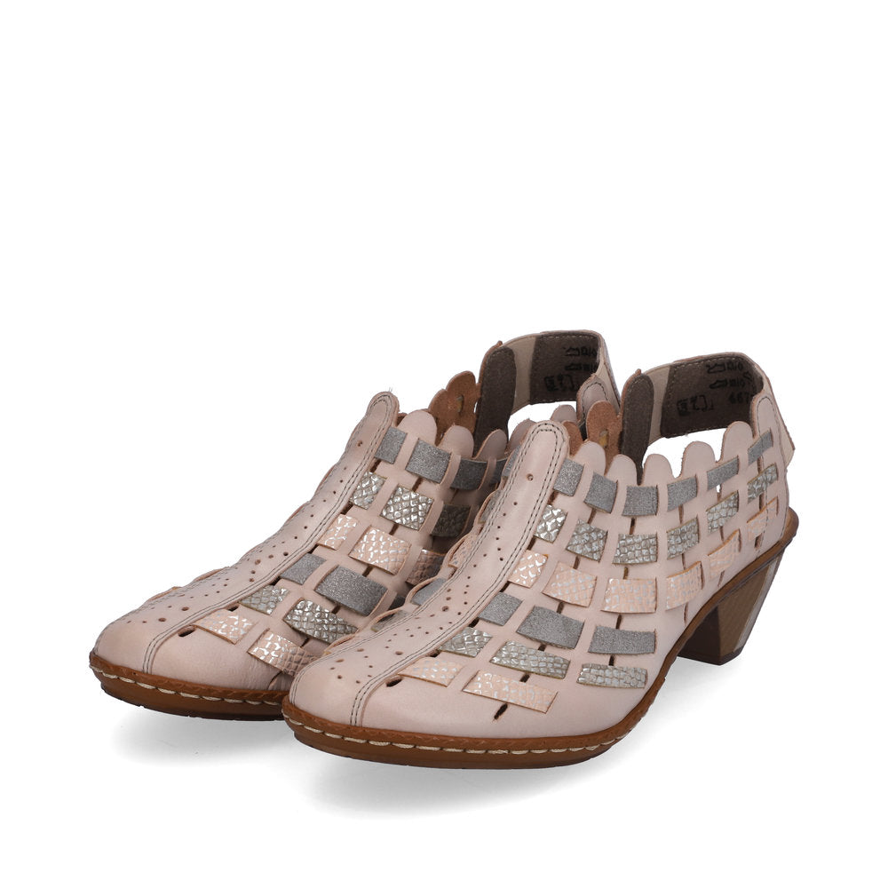 Rieker 46778-64 Ladies Shoes Slingback Shoes, ontrasting brown outsoles and tapered heels Colours Ltd, Colours, Colours Farnham, Colours Shoes
