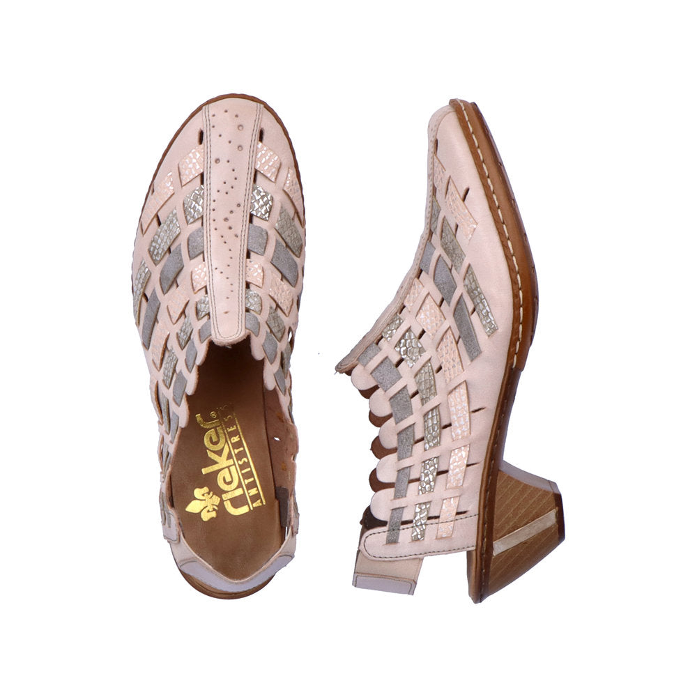 Rieker 46778-64 Ladies Shoes Slingback Shoes, ontrasting brown outsoles and tapered heels Colours Ltd, Colours, Colours Farnham, Colours Shoes