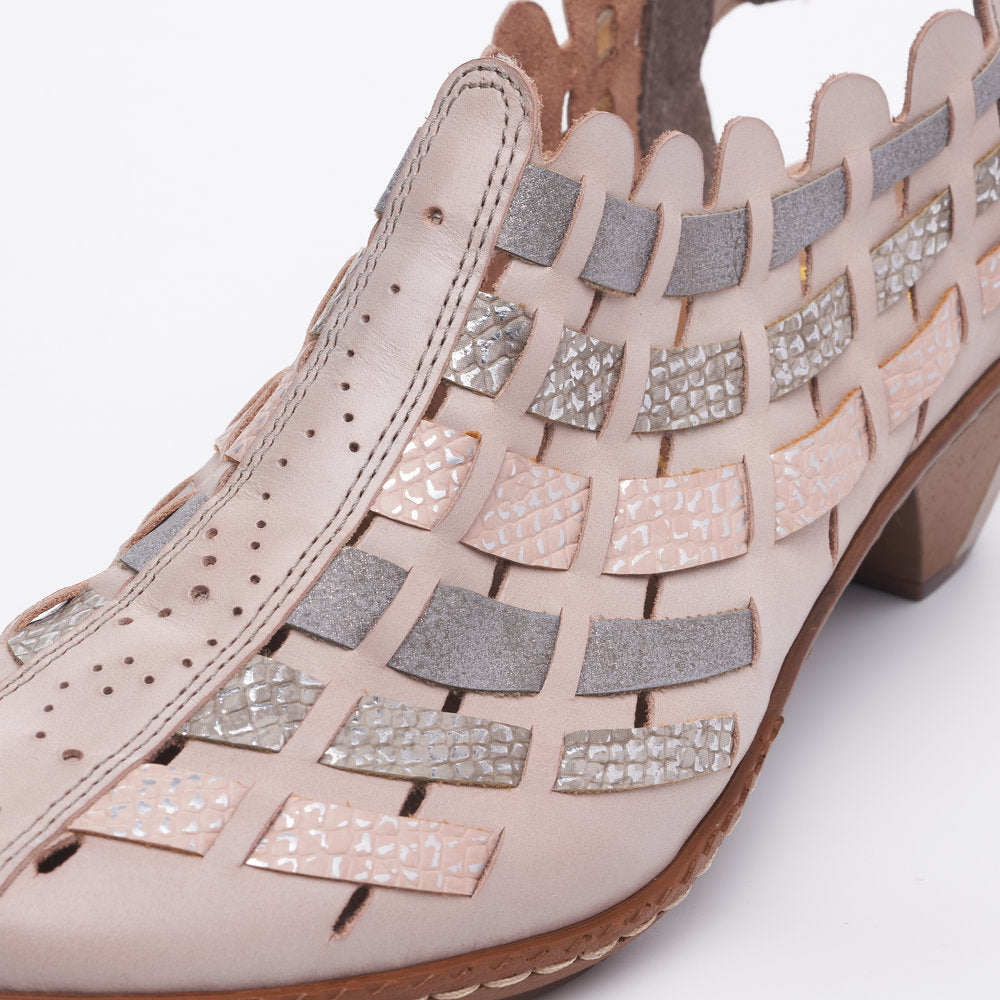 Rieker 46778-64 Ladies Shoes Slingback Shoes, ontrasting brown outsoles and tapered heels Colours Ltd, Colours, Colours Farnham, Colours Shoes