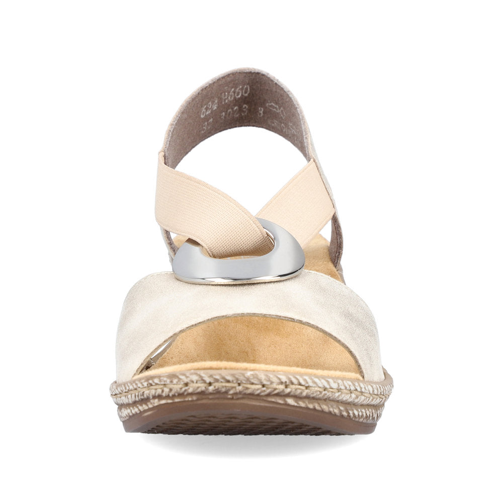 Rieker 624H6 Ladies Sandals Rieker wedges with large metallic disk Colours Ltd, Colours, Colours Farnham, Colours Shoes