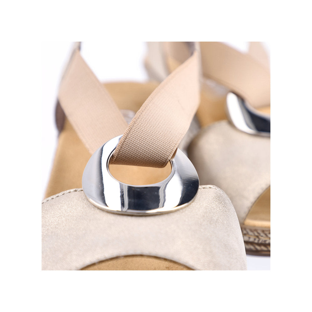 Rieker 624H6 Ladies Sandals Rieker wedges with large metallic disk Colours Ltd, Colours, Colours Farnham, Colours Shoes