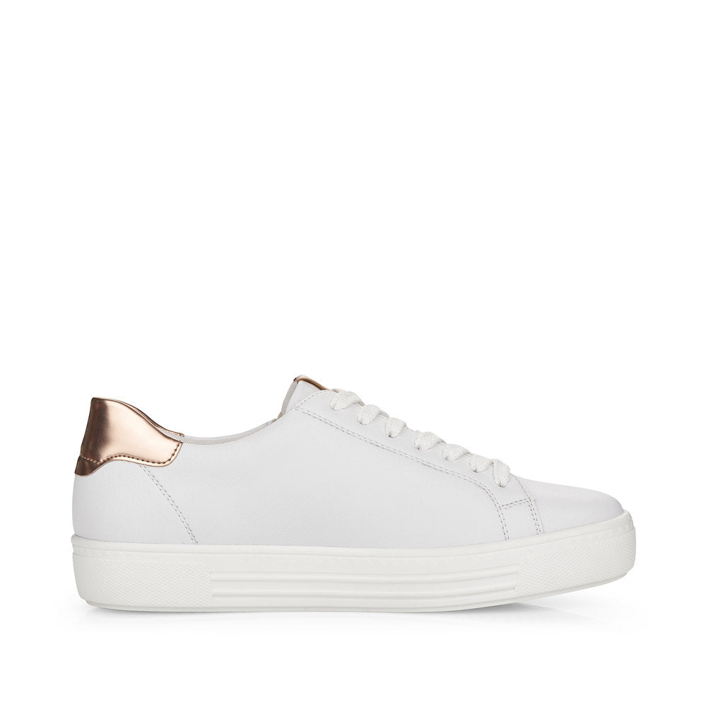 Remonte D0903-81 Ladies Trainers Women fashion shoes with side Zipper, metallic gold, white Colours Ltd, Colours, Colours Farnham, Colours Shoes