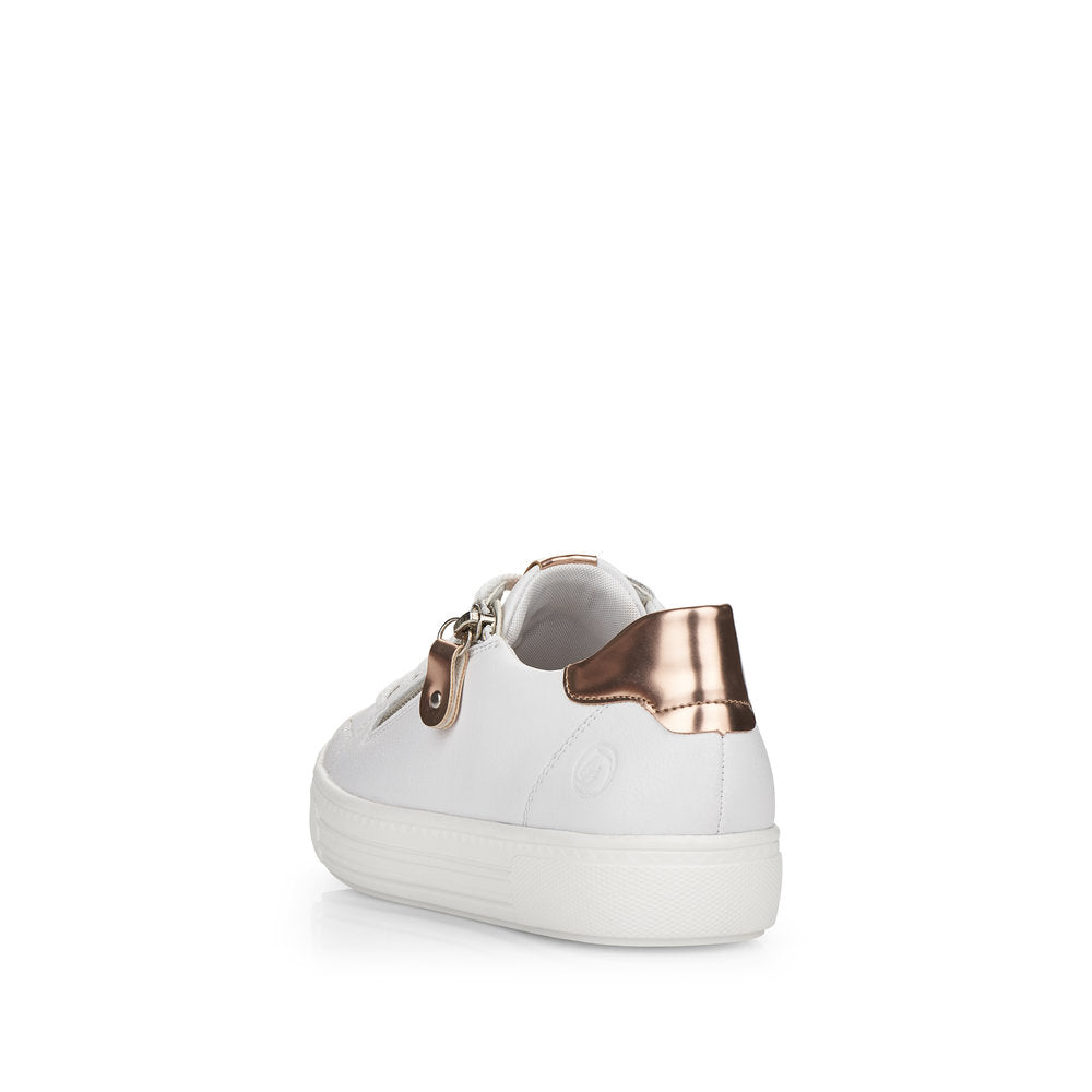 Remonte D0903-81 Ladies Trainers Women fashion shoes with side Zipper, metallic gold, white Colours Ltd, Colours, Colours Farnham, Colours Shoes