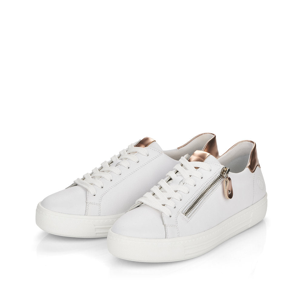 Remonte D0903-81 Ladies Trainers Women fashion shoes with side Zipper, metallic gold, white Colours Ltd, Colours, Colours Farnham, Colours Shoes
