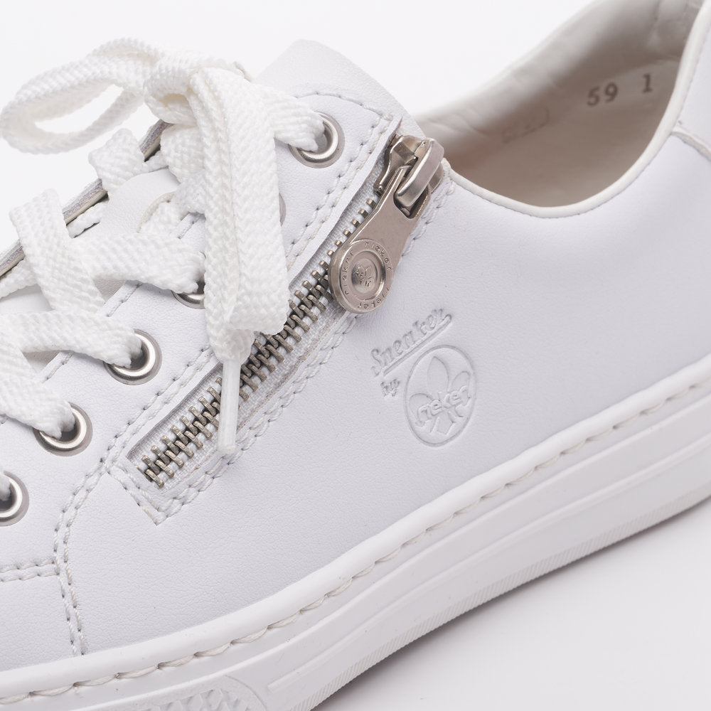 Rieker L59L1-83 Ladies Trainers Upper: Leather Lining: Synthetic Insole: Textile Sole: Thermoplastic elastomer Fastening: Lace & Zip Fit: Standard Colours Ltd, Colours, Colours Farnham, Colours Shoes