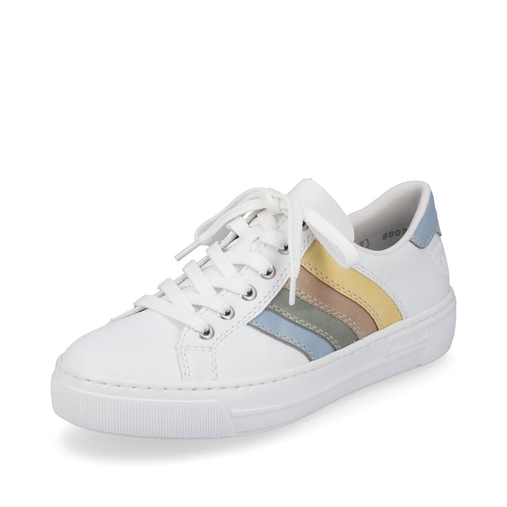 Rieker L8802-80 Ladies Trainers Manmade Upper Textile Lining Lace-Up Soft Insole Shock-Absorbent Footbed Gripped Sole For Traction Colours Ltd, Colours, Colours Farnham, Colours Shoes