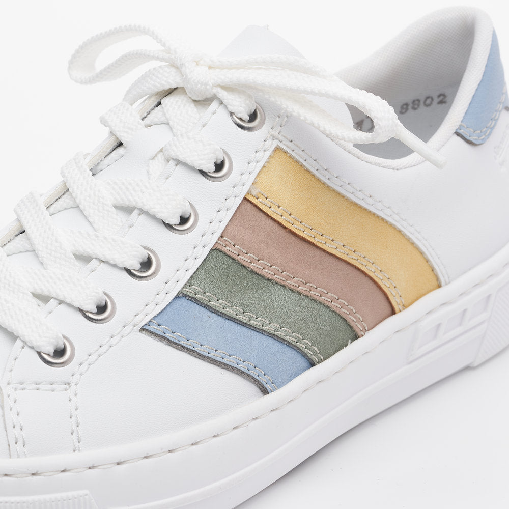 Rieker L8802-80 Ladies Trainers Manmade Upper Textile Lining Lace-Up Soft Insole Shock-Absorbent Footbed Gripped Sole For Traction Colours Ltd, Colours, Colours Farnham, Colours Shoes