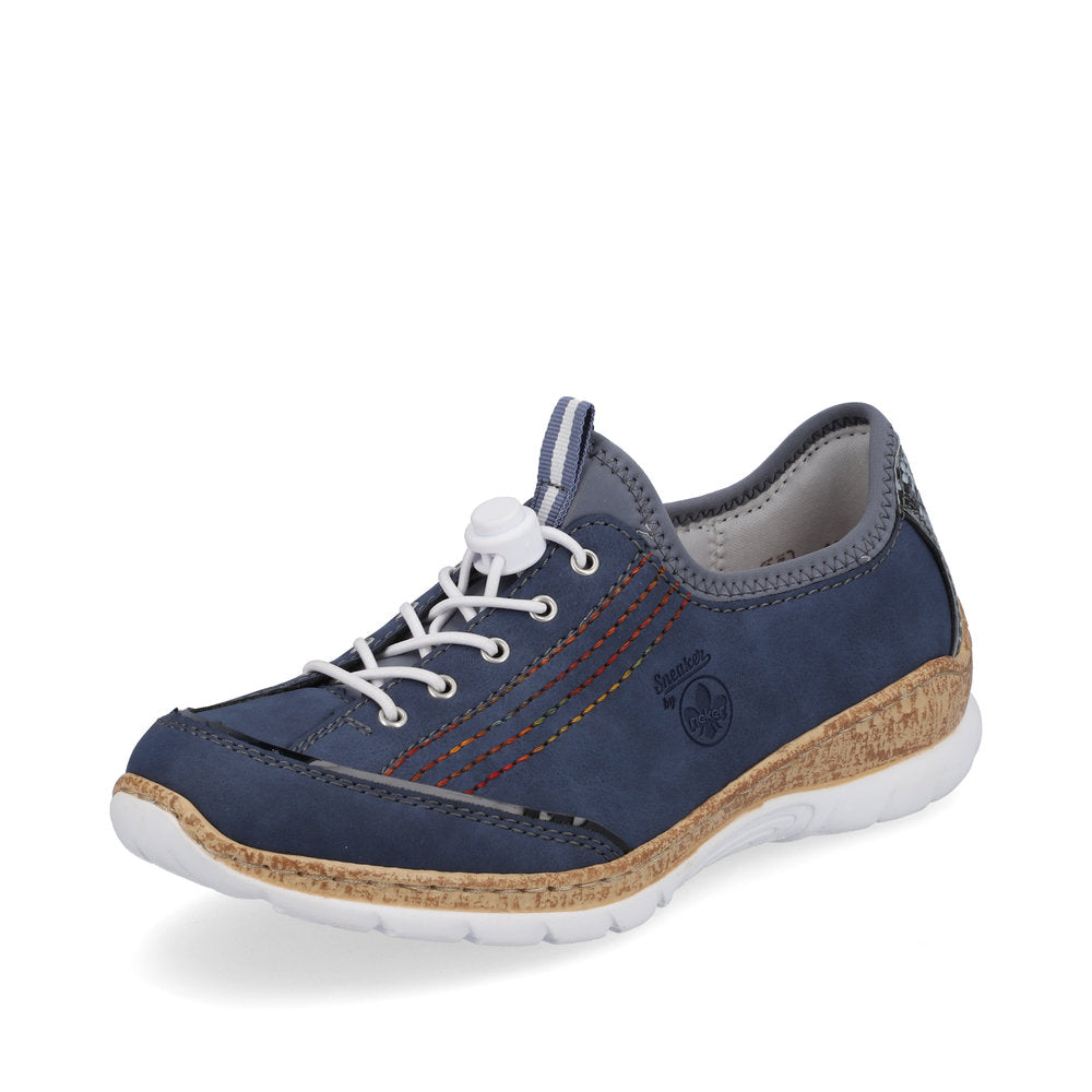 Rieker N42T0-14 Ladies Slip-on Trainers Synthetic upper Slip on Elastic lace up front Textile lining Rieker branding Rircon sole Durable outsole Colours Ltd, Colours, Colours Farnham, Colours Shoes