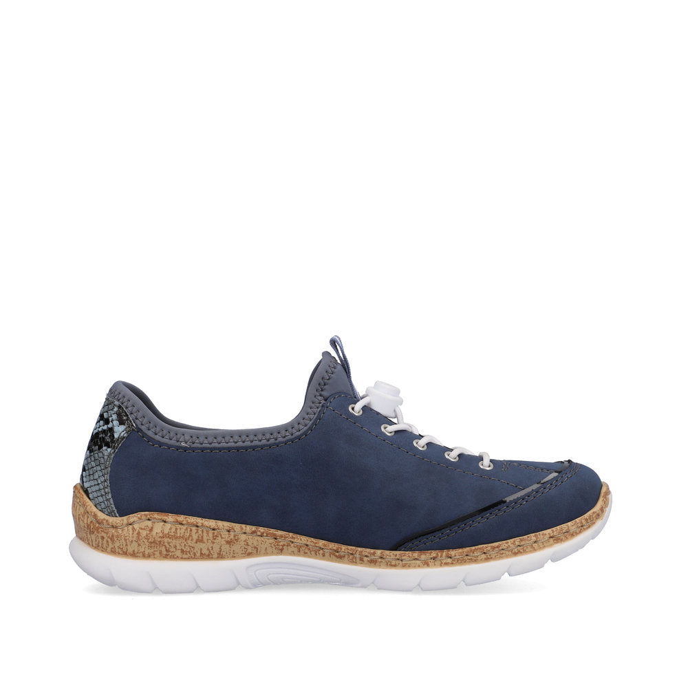 Rieker N42T0-14 Ladies Slip-on Trainers Synthetic upper Slip on Elastic lace up front Textile lining Rieker branding Rircon sole Durable outsole Colours Ltd, Colours, Colours Farnham, Colours Shoes