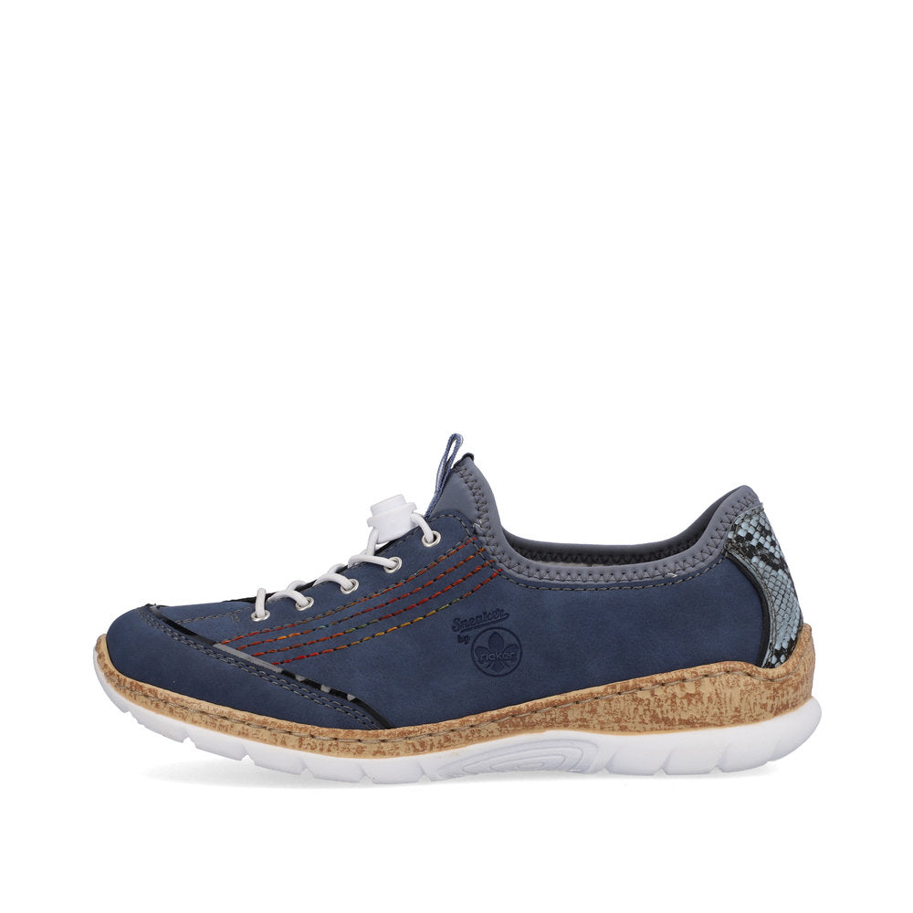 Rieker N42T0-14 Ladies Slip-on Trainers Synthetic upper Slip on Elastic lace up front Textile lining Rieker branding Rircon sole Durable outsole Colours Ltd, Colours, Colours Farnham, Colours Shoes