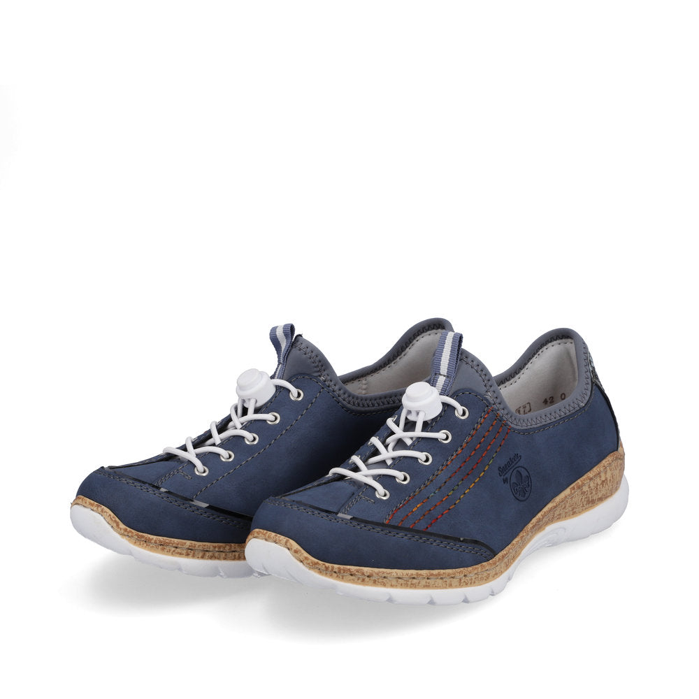 Rieker N42T0-14 Ladies Slip-on Trainers Synthetic upper Slip on Elastic lace up front Textile lining Rieker branding Rircon sole Durable outsole Colours Ltd, Colours, Colours Farnham, Colours Shoes