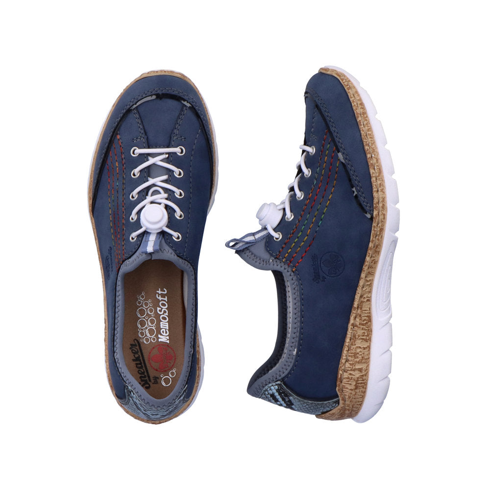 Rieker N42T0-14 Ladies Slip-on Trainers Synthetic upper Slip on Elastic lace up front Textile lining Rieker branding Rircon sole Durable outsole Colours Ltd, Colours, Colours Farnham, Colours Shoes
