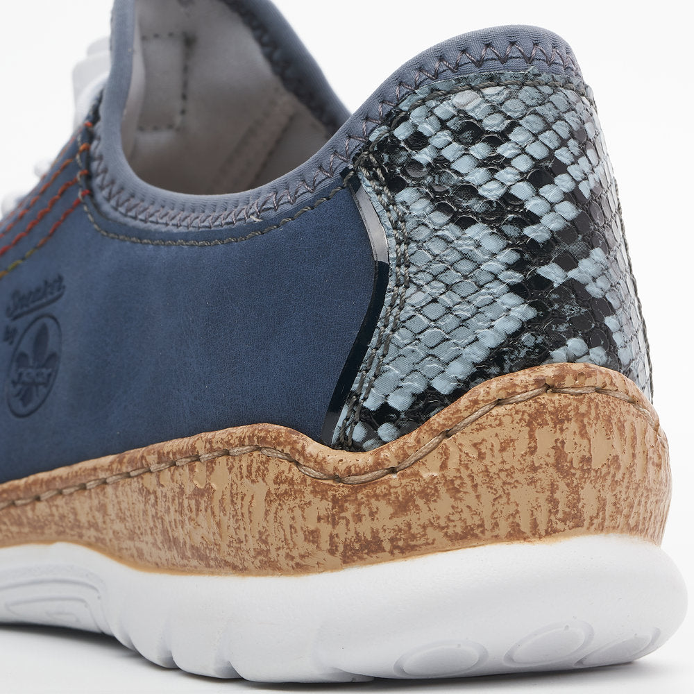 Rieker N42T0-14 Ladies Slip-on Trainers Synthetic upper Slip on Elastic lace up front Textile lining Rieker branding Rircon sole Durable outsole Colours Ltd, Colours, Colours Farnham, Colours Shoes