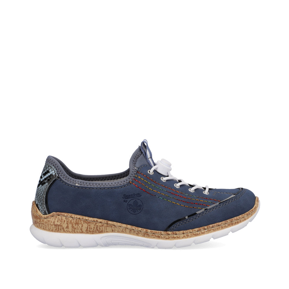 Rieker N42T0-14 Ladies Slip-on Trainers Synthetic upper Slip on Elastic lace up front Textile lining Rieker branding Rircon sole Durable outsole Colours Ltd, Colours, Colours Farnham, Colours Shoes