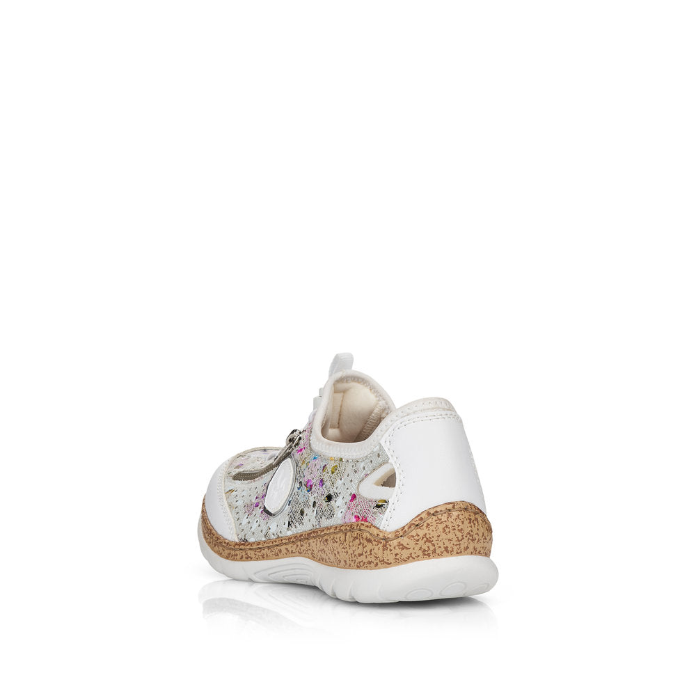 Rieker N42V1-90 Ladies Slip-on Trainers Upper Material: Synthetic Lining Material: Synthetic Sole: PU Closure: Elasticated Laces Features: Comfort, Easy On/Off Heel Type: Flat Technology: Rieker Antistress, Lightweight, Memory Cushioned Footbed Toe Shape: Round Width: Regular Colours Ltd, Colours, Colours Farnham, Colours Shoes