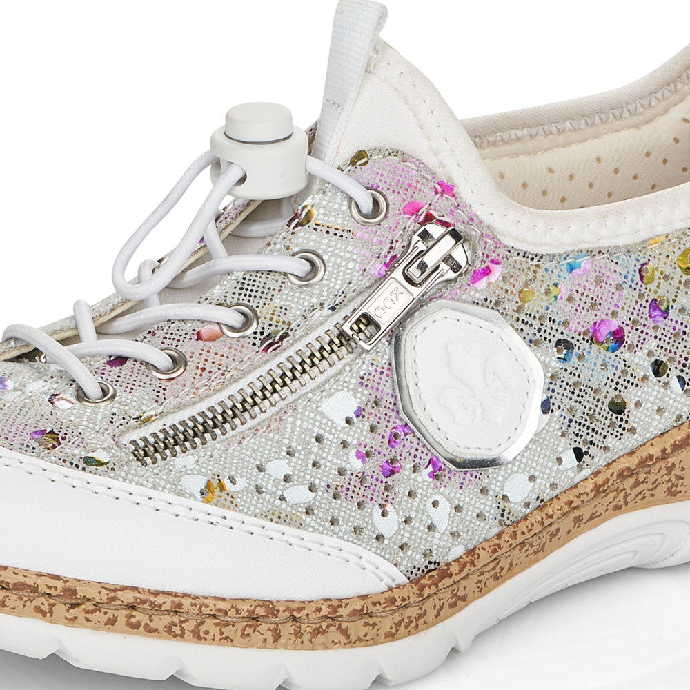 Rieker N42V1-90 Ladies Slip-on Trainers Upper Material: Synthetic Lining Material: Synthetic Sole: PU Closure: Elasticated Laces Features: Comfort, Easy On/Off Heel Type: Flat Technology: Rieker Antistress, Lightweight, Memory Cushioned Footbed Toe Shape: Round Width: Regular Colours Ltd, Colours, Colours Farnham, Colours Shoes