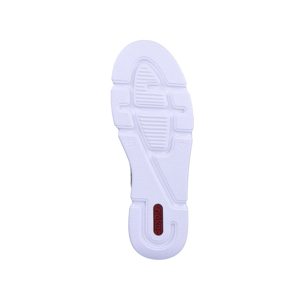 Rieker N5910-90 Ladies Trainers Fabulous white, flat lace-up trainers with fashionable print and rose-gold side detail from Rieker. Colour: White / Multi Round toe shape Lace-up closure Soft textile lining Comfortable leather footbed Upper: Synthetic Lining & Sock: Leather/Textile Outer Sole: Other Material Colours Ltd, Colours, Colours Farnham, Colours Shoes