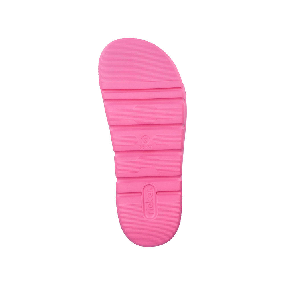 Rieker P2180 Ladies Slip-on Sandals Rieker Ladies Sandals - Buckle Upper Material: Synthetic Material Width: F Heel Height: 50mm Lining: Sole: Ethylen Vinyl Acete sole Removable Insole: No Colours Ltd, Colours, Colours Farnham Colours Shoes