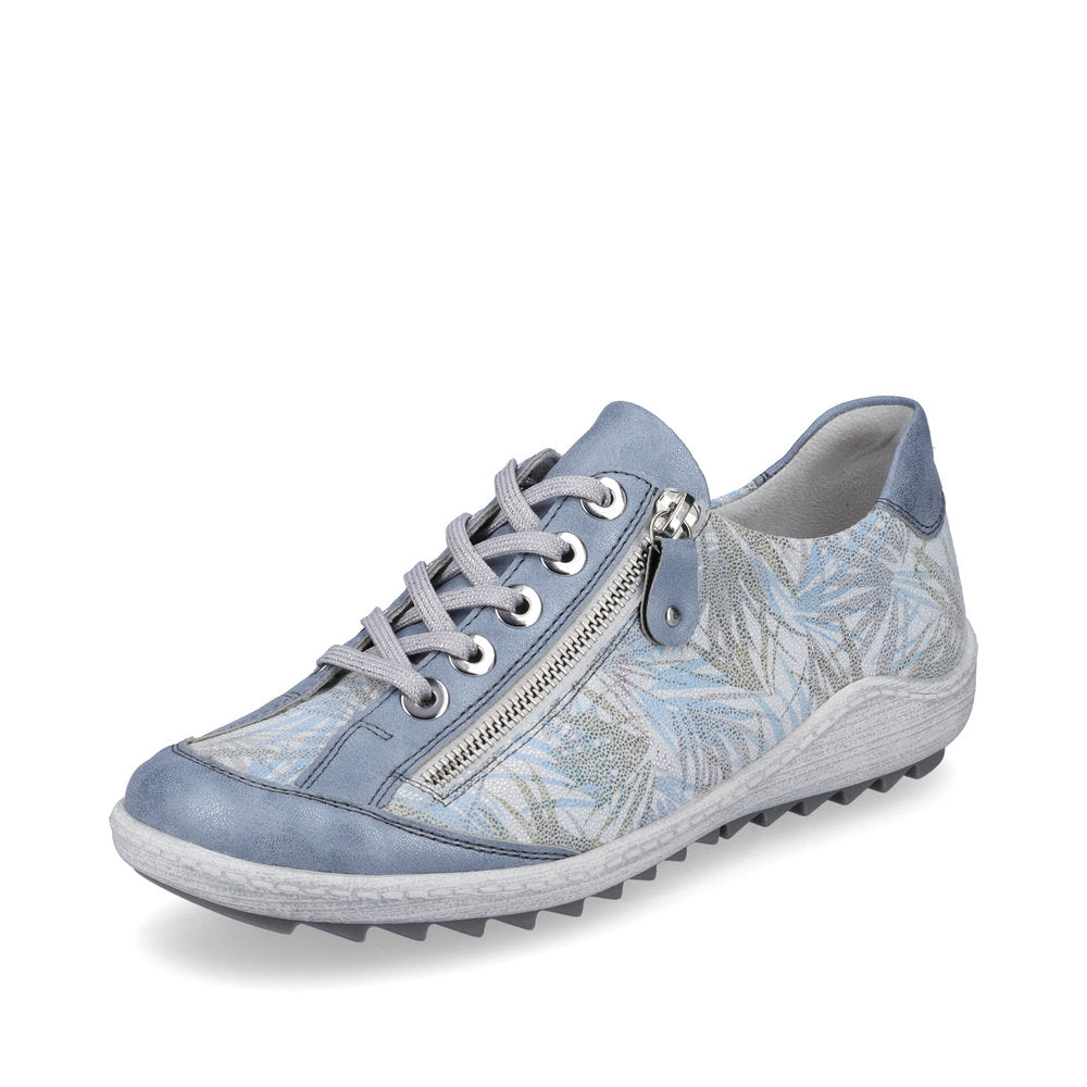 Remonte R1402-11 Ladies Trainers women's lace-up shoes in blue floral design Colours Ltd, Colours, Colours Farnham, Colours Shoes