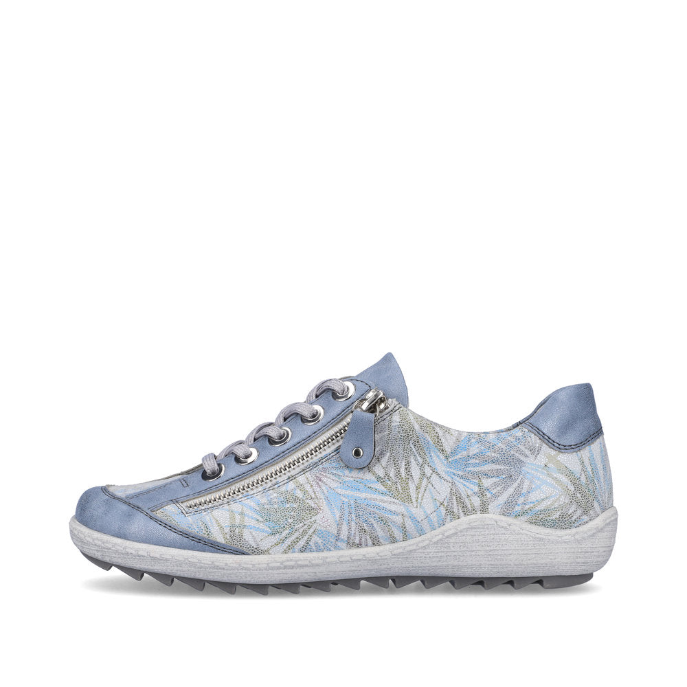 Remonte R1402-11 Ladies Trainers women's lace-up shoes in blue floral design Colours Ltd, Colours, Colours Farnham, Colours Shoes